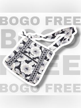 Vera Bradley BOGO FREE SALE Hipster Camellia Black / White Floral Crossbody Bag